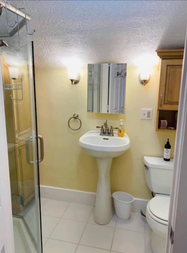 Full bathroom with pedestal sink